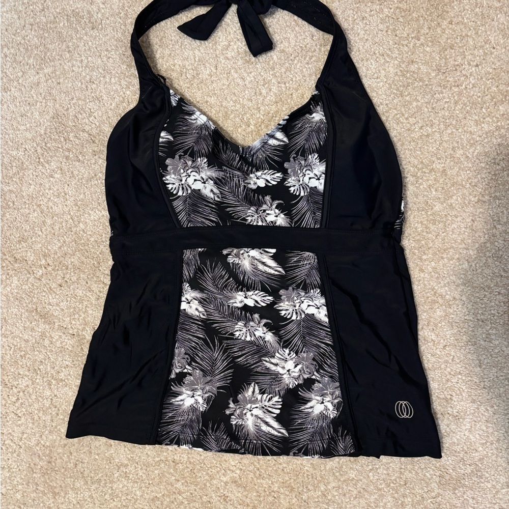 Balance Collection Black and White Floral Swim Top